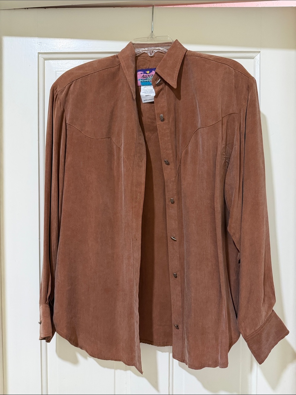 Suede Western-Style Shirt Jacket in Rust Brown